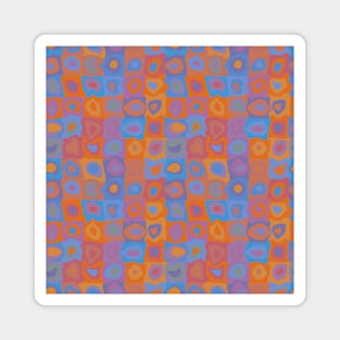 Vibrant Tropic Sky  - Retro Geometric Wobbly Square Grid Pattern Magnet