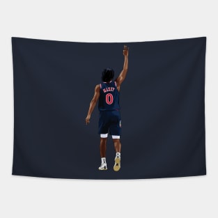 Tyrese Maxey Back Celebration Blue Qiangy Tapestry