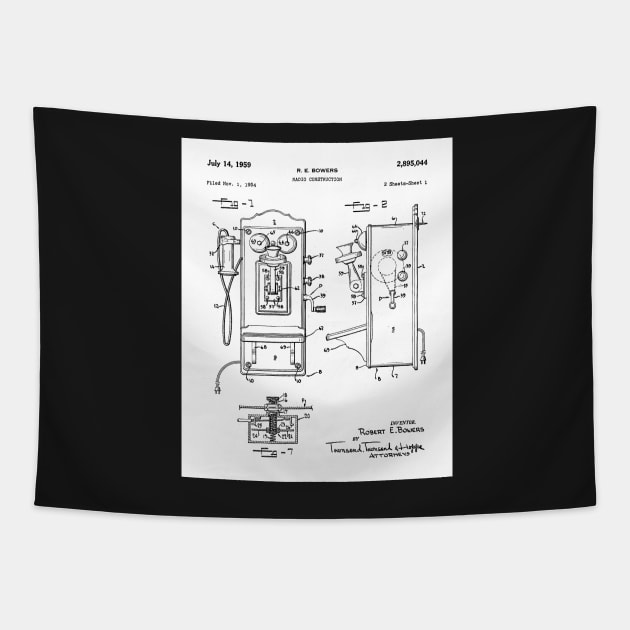 Phone Patent - Telephone Hallway Home Decor Art - White Tapestry by patentpress