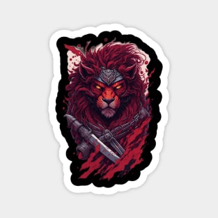 evil ninja lion face Magnet