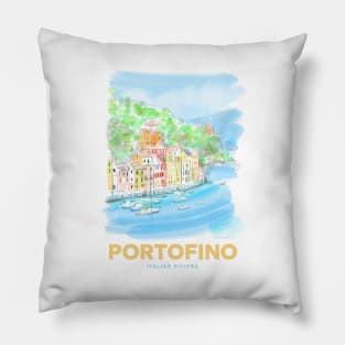 Portofino, Italian Riviera Art Pillow