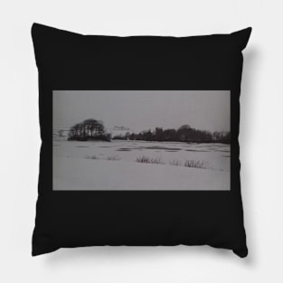 View of East Mains Castle & The Loch, East Kilbride Pillow