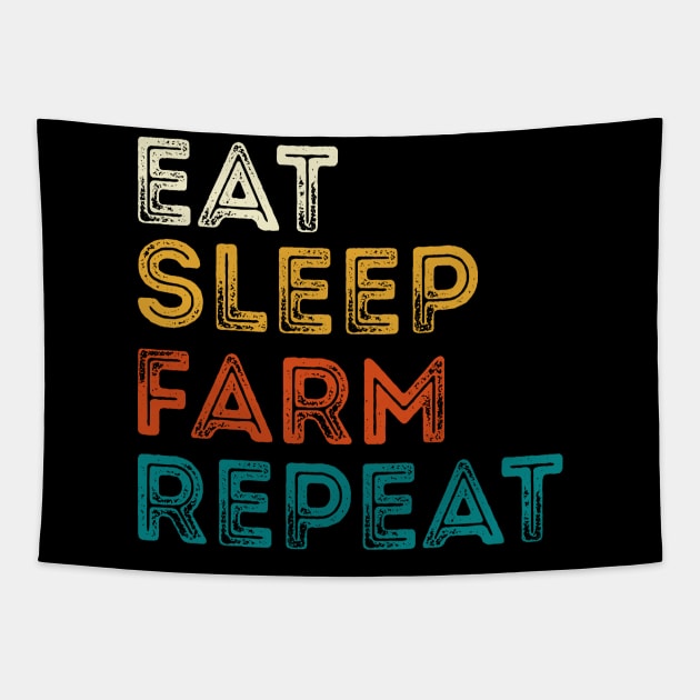 Eat Sleep Farm Repeat Tapestry by DragonTees