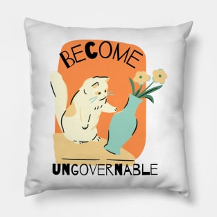 Become Ungovernable! Cute Retro Anarchist Cat Pillow