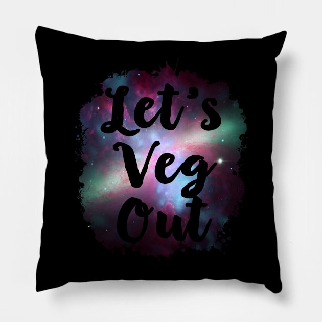 Let's Veg Out Funny 80's Design Pillow by solsateez