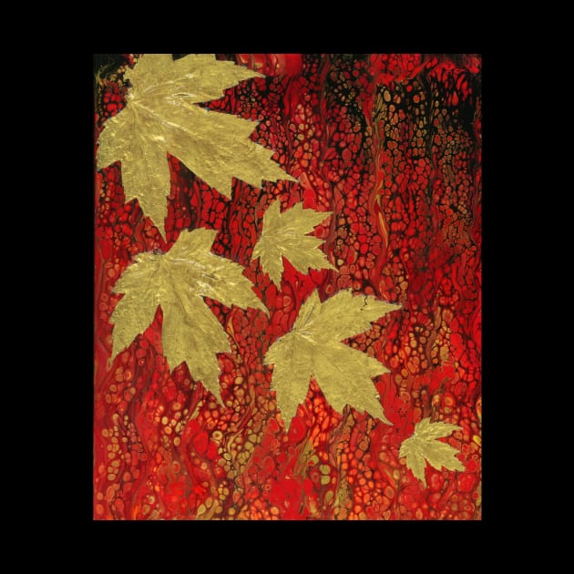 Fall Leaves on Red by Stacie Marquez Art & More