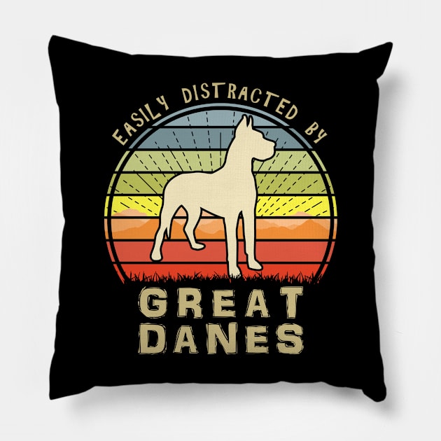 Easily Distracted By Great Danes Pillow by Nerd_art