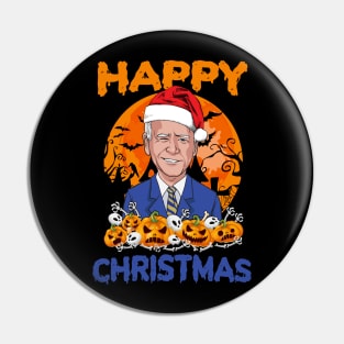 Funny Joe Biden Wearing Santa Hat Halloween Happy Christmas Pin