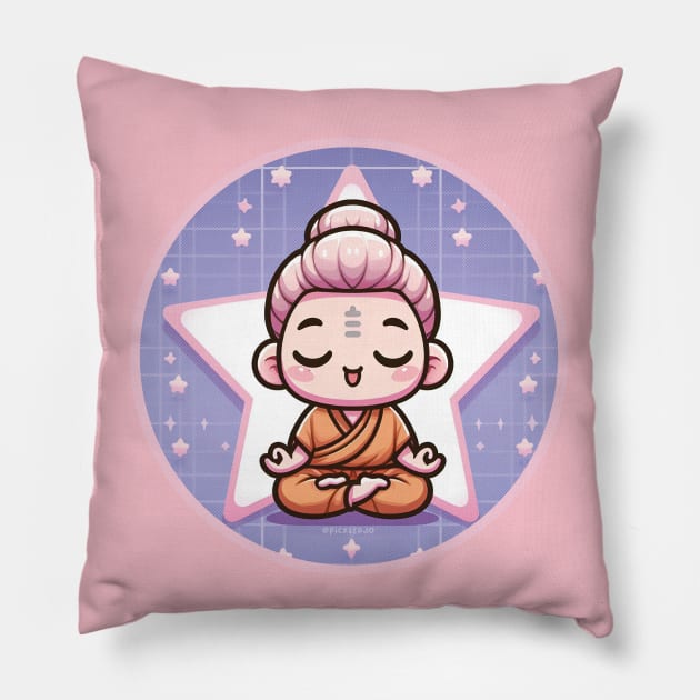 Chibi Budda God Meditating Pillow by Pickledjo