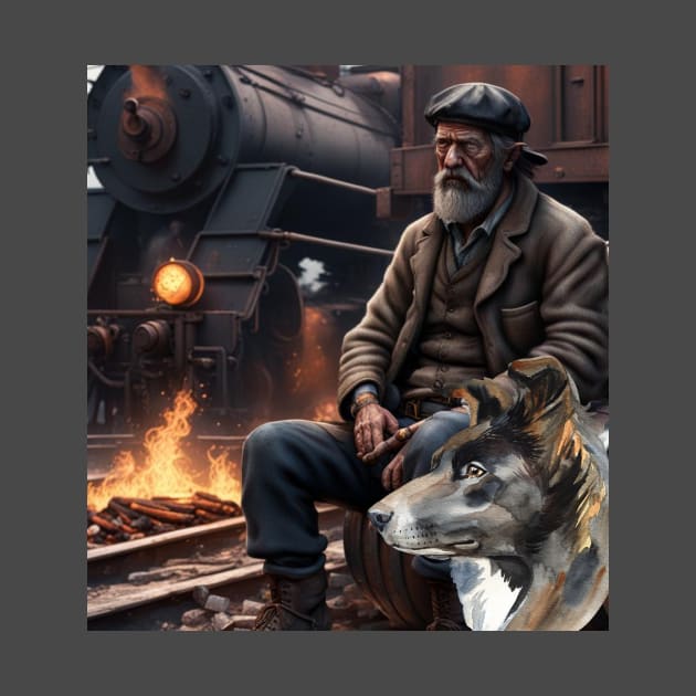 Railroad Hobo & Dog by My Kickincreations