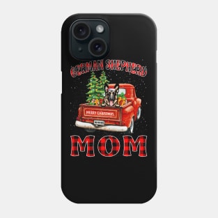 Christmas German Shepherd Mom Santa Hat Truck Tree Plaid Dog Mom Christmas Phone Case