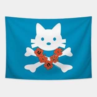 Kitty X-Bones Hawaii Lei Tapestry