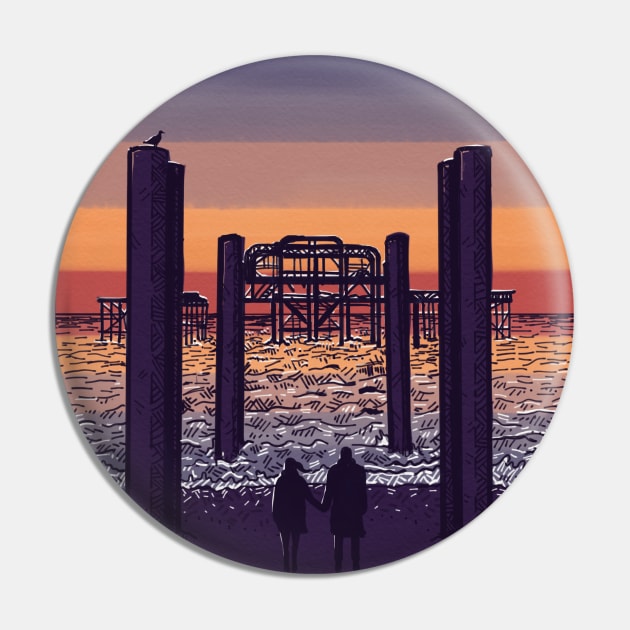 West Pier Sunset Pin by Motski