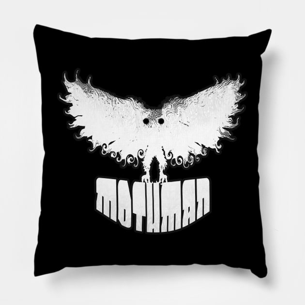 Mothman West Virginia Wing Humanoid Moth Retro Vintage White Pillow by National Cryptid Society