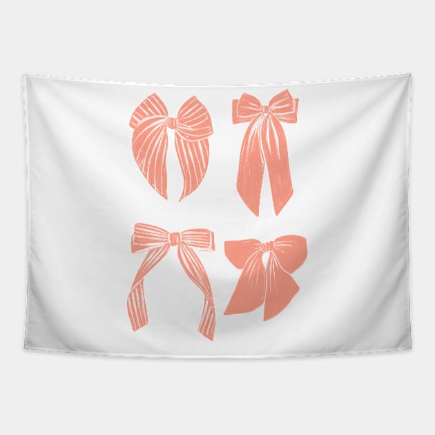 Soft peachy hair ribbon bows striped Tapestry by TinyFlowerArt