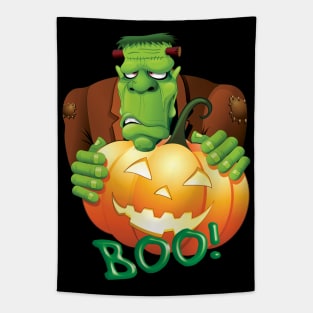 Frankenstein Cartoon with Jack o'Lantern Tapestry