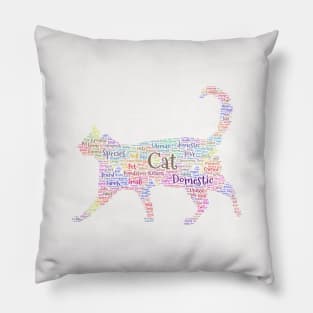 Cat Kitten Silhouette Shape Text Word Cloud Pillow