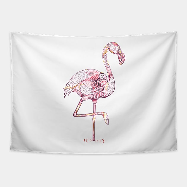 Pink Flamingo  Zentangle Abstract Tapestry by IconicTee