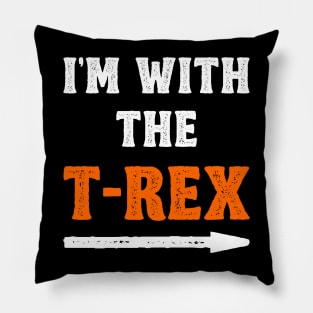 Funny Halloween I'm With The T-Rex Costume Couple Pillow