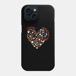 mommy , mama, madre, eomeoni love to our beloved mother retro floral flower heart Phone Case