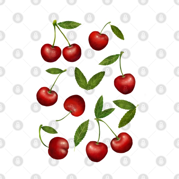 Red Cherries with Stems by catherold