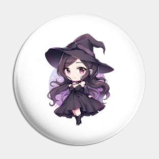 Cute Purple Halloween Witch Pin