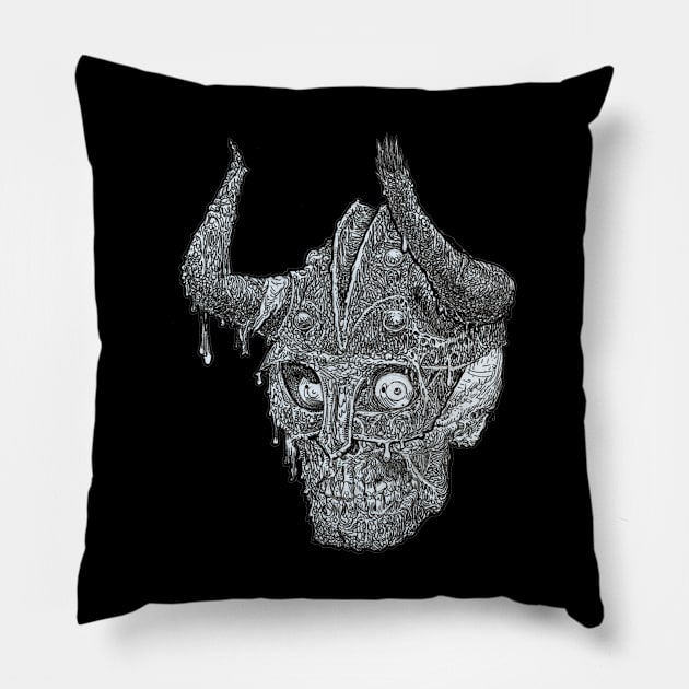 Zombie Skull Warrior #27 Pillow by rsacchetto