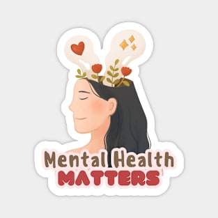 Mental health matters floral illustration Magnet