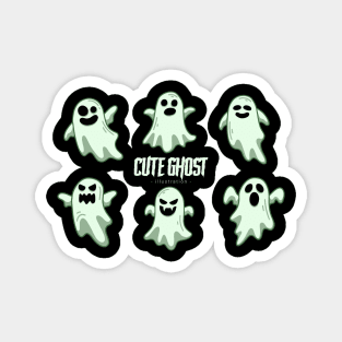 Set of collection cute ghost horror cartoon flat design hand drawn spooky emoji funny spirit doodle Magnet