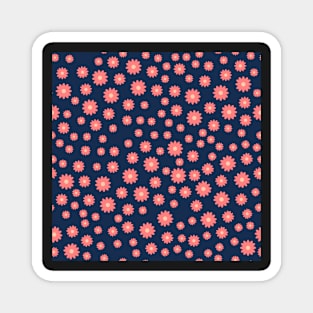 Pink Flowers on Navy Background Magnet