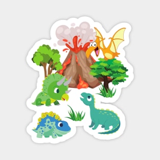 Dinosaurs and Volcano Magnet