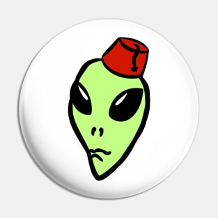 green alien wearing a fez Pin