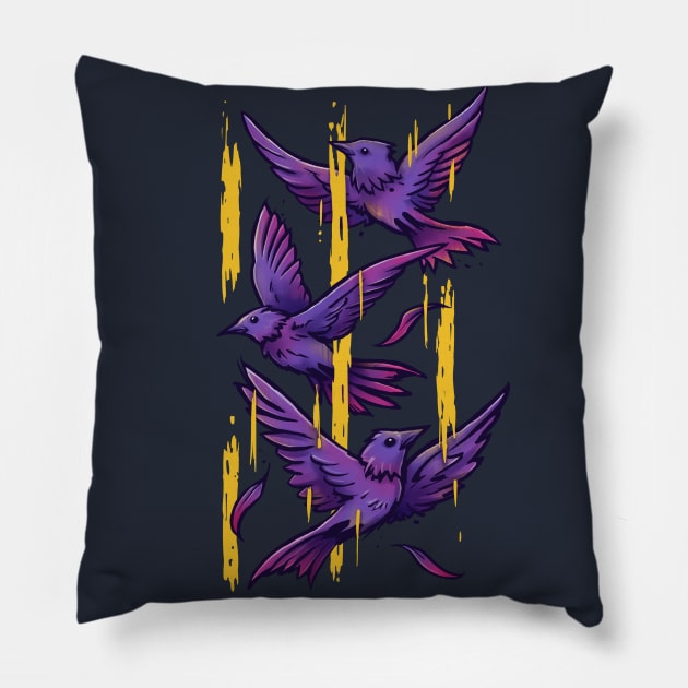 Purple Birds Pillow by c0y0te7