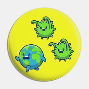 World Scare Corona Virus Cartoon Pin