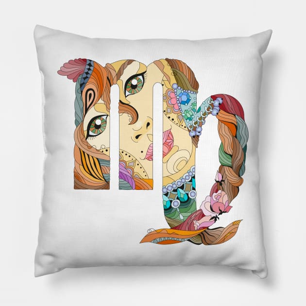 Virgo Horoscope Girl Pillow by Creativity Haven