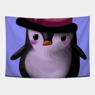 Penguin with Cute Pink Hat Tapestry