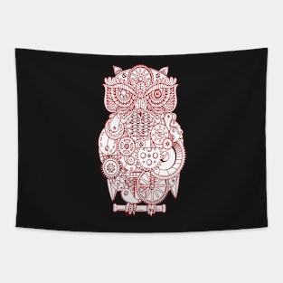 Cool Red Steampunk Owl For Owl Lovers Tapestry