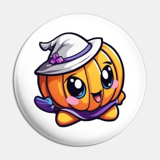 Funny pumpkin with white hat Pin