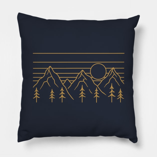 Nature Lines - Golden Version Pillow by SommersethArt