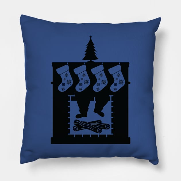 Fireplace Silhouette with Christmas stockings Pillow by holidaystore