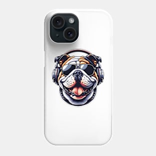 Bulldog as Smiling DJ in Bold Japanese Art Style Phone Case