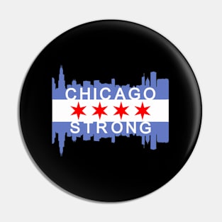 Chicago Strong Chitown City Skyline Flag Pin