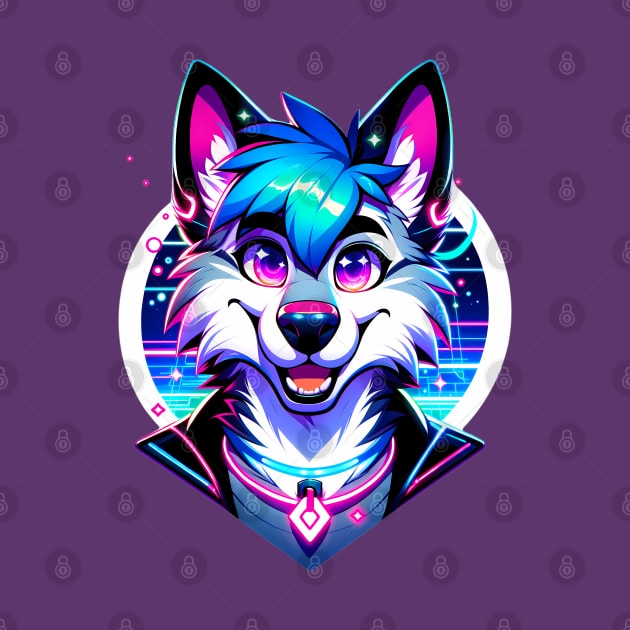 Cyberpunk Neon Furry Anthro Wolf by Blue Bull Bazaar