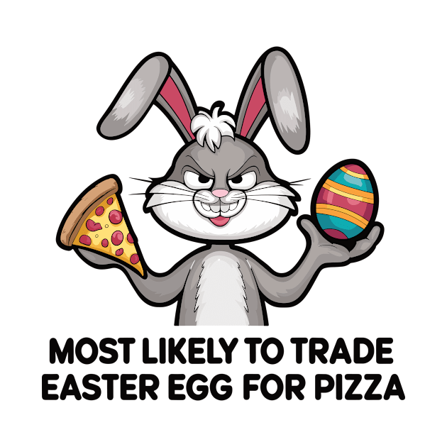 Pizza-Loving Bunny Easter Egg Trade-Off Design by Firesquare