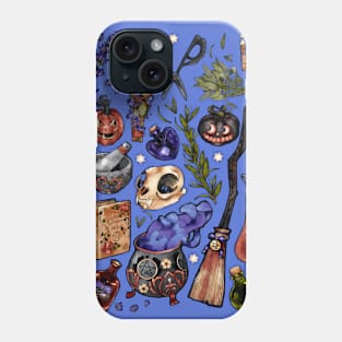 Kitchen Witch Blue background Phone Case