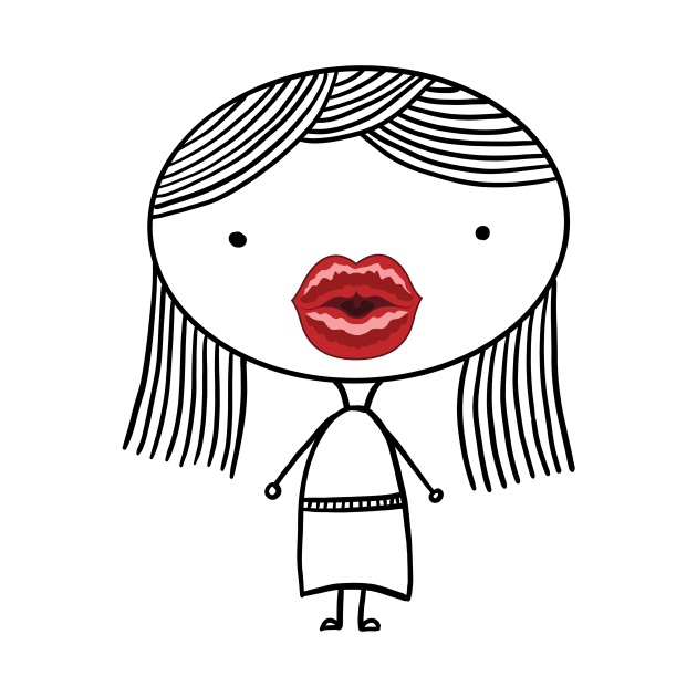 Girl graphic with too big lip filler Botox Funny girl by gogo-jr