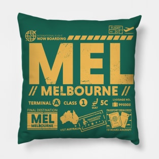 Vintage Melbourne MEL Airport Code Travel Day Retro Travel Tag Australia Pillow