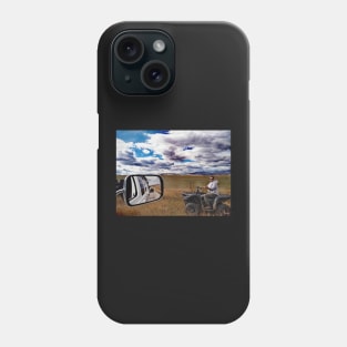 Canadian cowboy herder riding atv Alberta, Canada. Phone Case