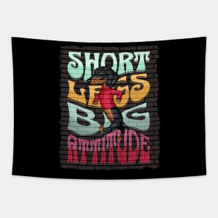 Cute Doxie with short legs big attitude on gray brick background Tapestry