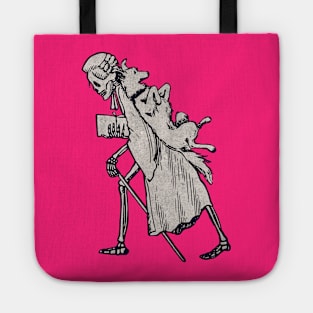 Skeleton Poet Piggyback Dog - Funny Skeleton Halloween Tote